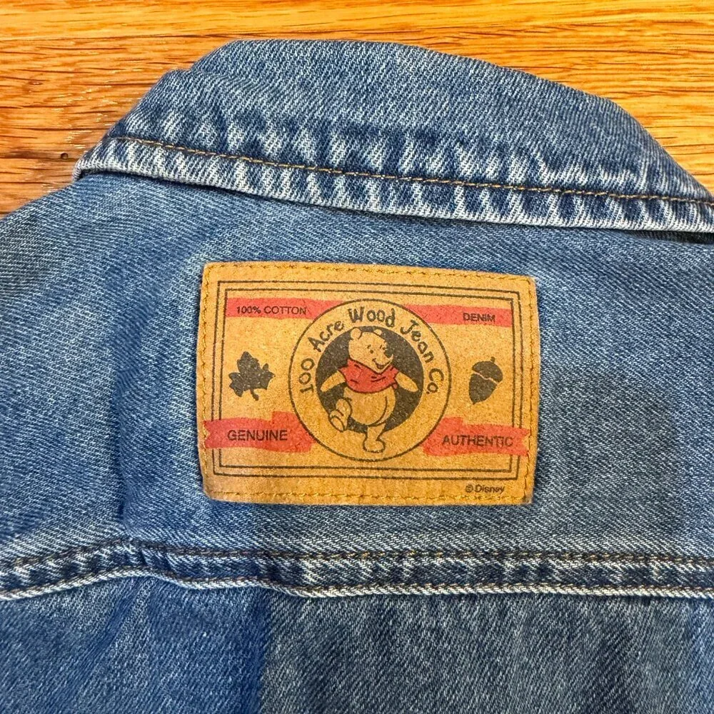 Vintage Disney Winnie the Pooh 100 Acre Collection Embroidered Denim Vest Small